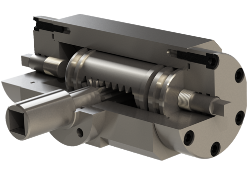 Atuador rotativo hidráulico ou Rotary Actuador ARCR 6029 em Corte