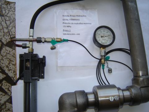 Teste hidrostatico braÃ§o hidraulico 31,5 MPa